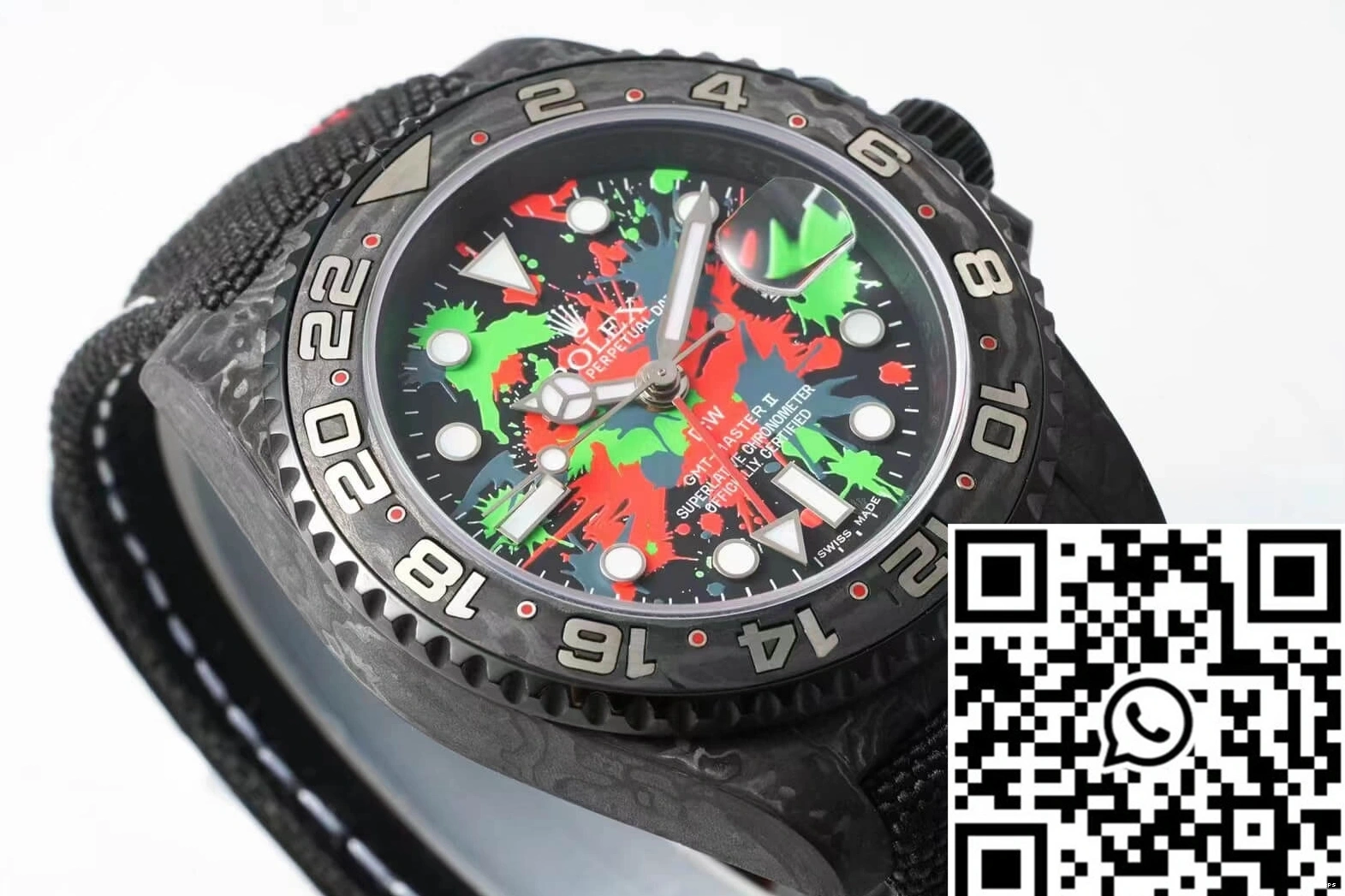 Dial Fiber Rolex Strap Color Fabric GMT-MASTER Black II Carbon Diw 0312